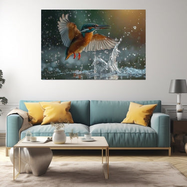 Flying Kingfisher Painting